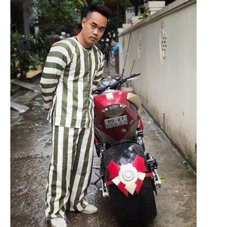 🔥2Days(Discout 50%) Bộ Tù Trưởng Dài Tay DD Kẻ Sọc Quần Áo Phạm Nhân Pizama Nam Nữ Siêu Hot B94