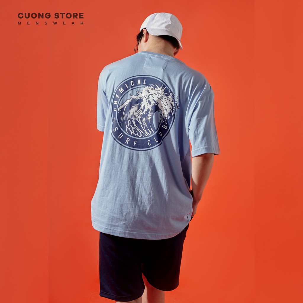 Áo thun cổ tròn unisex Surf Club CHEMICAL 2101018 vải Cotton cao cấp dày dặn form rộng trẻ trung - MENFIT