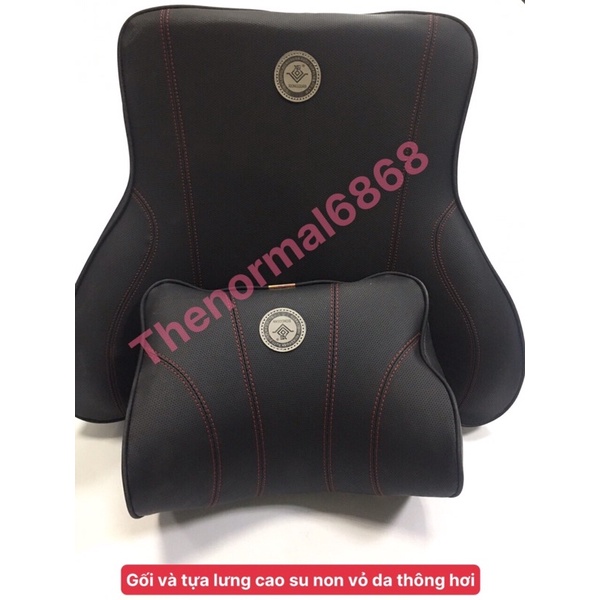 Gối đầu và tựa lưng cao su non hàng da thông hơi cao cấp