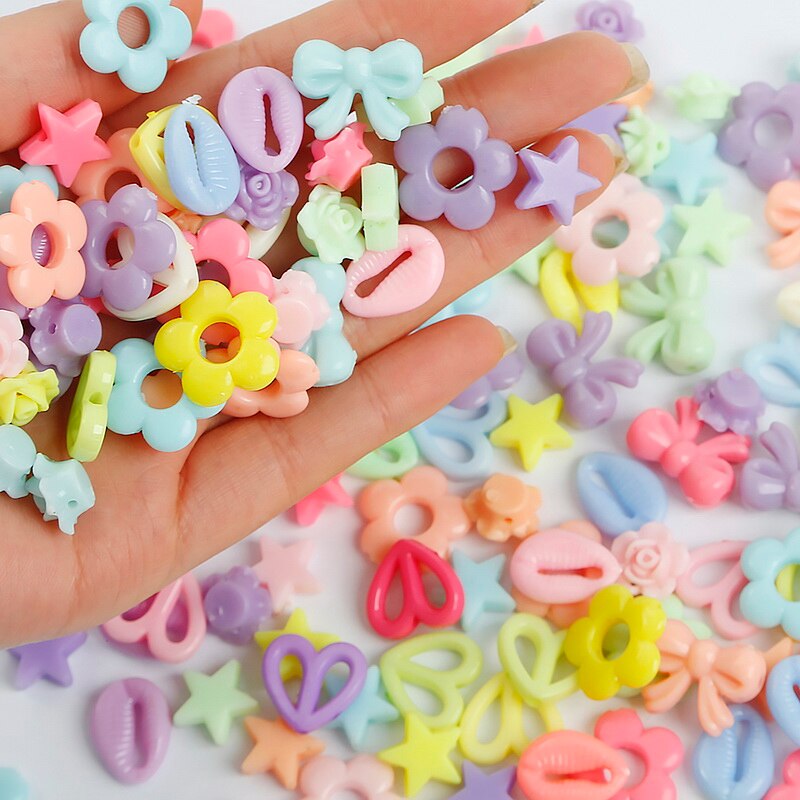 Hạt nhựa acrylic nhiều hình dạng khác nhau nhiều màu sắc cho trẻ làm đồ thủ công DIY