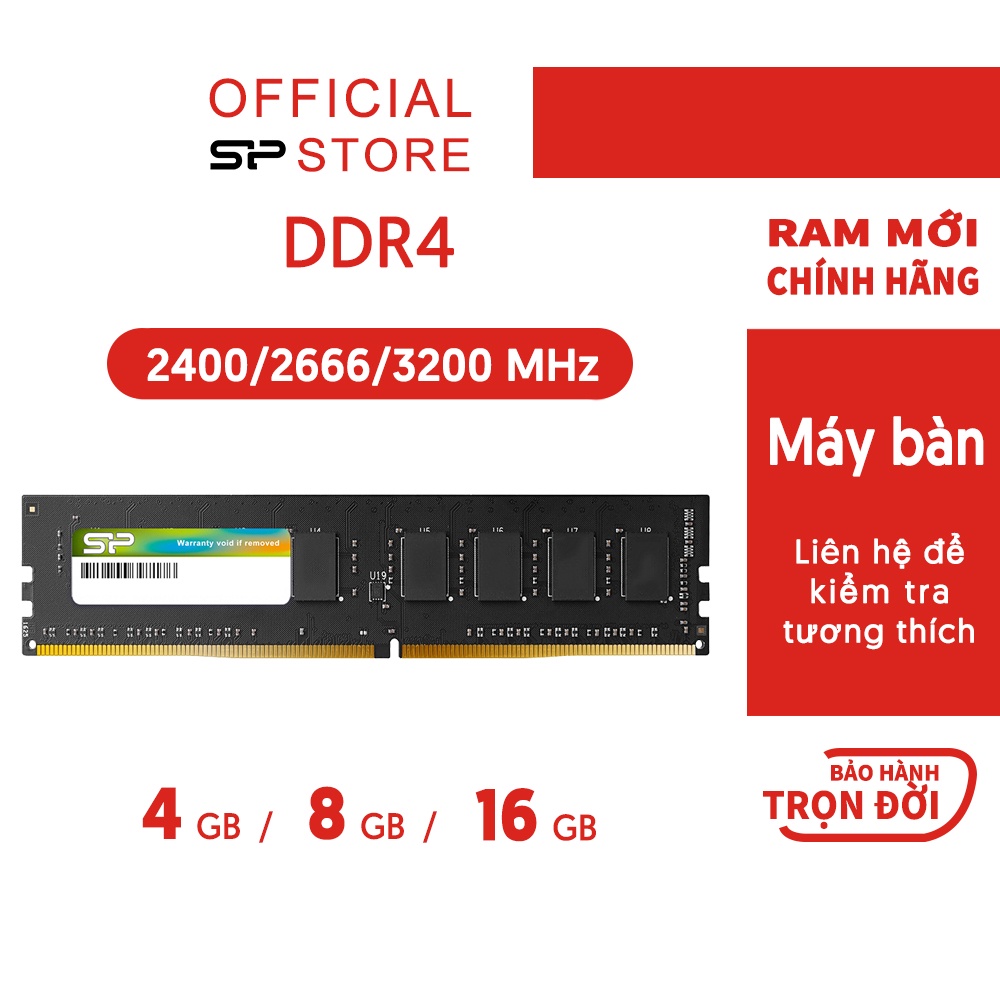Chính hãng-Ram máy tính Silicon Power DDR4 2400/2666/3200 Mhz U-DIMM 4GB/8GB/16GB