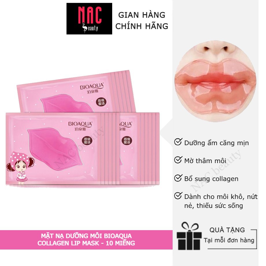 Combo 10 miếng Mặt Nạ Môi Bioaqua Collagen Nourish Lips Membrane Mask