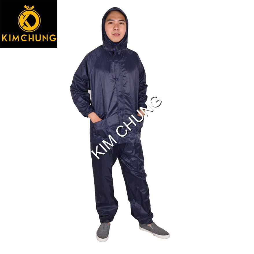 Bộ áo mưa vải dù, siêu bền (Xanh Navy) (Size M,L từ 1m4-1m5) trẻ em hay người lớn đều mặc được