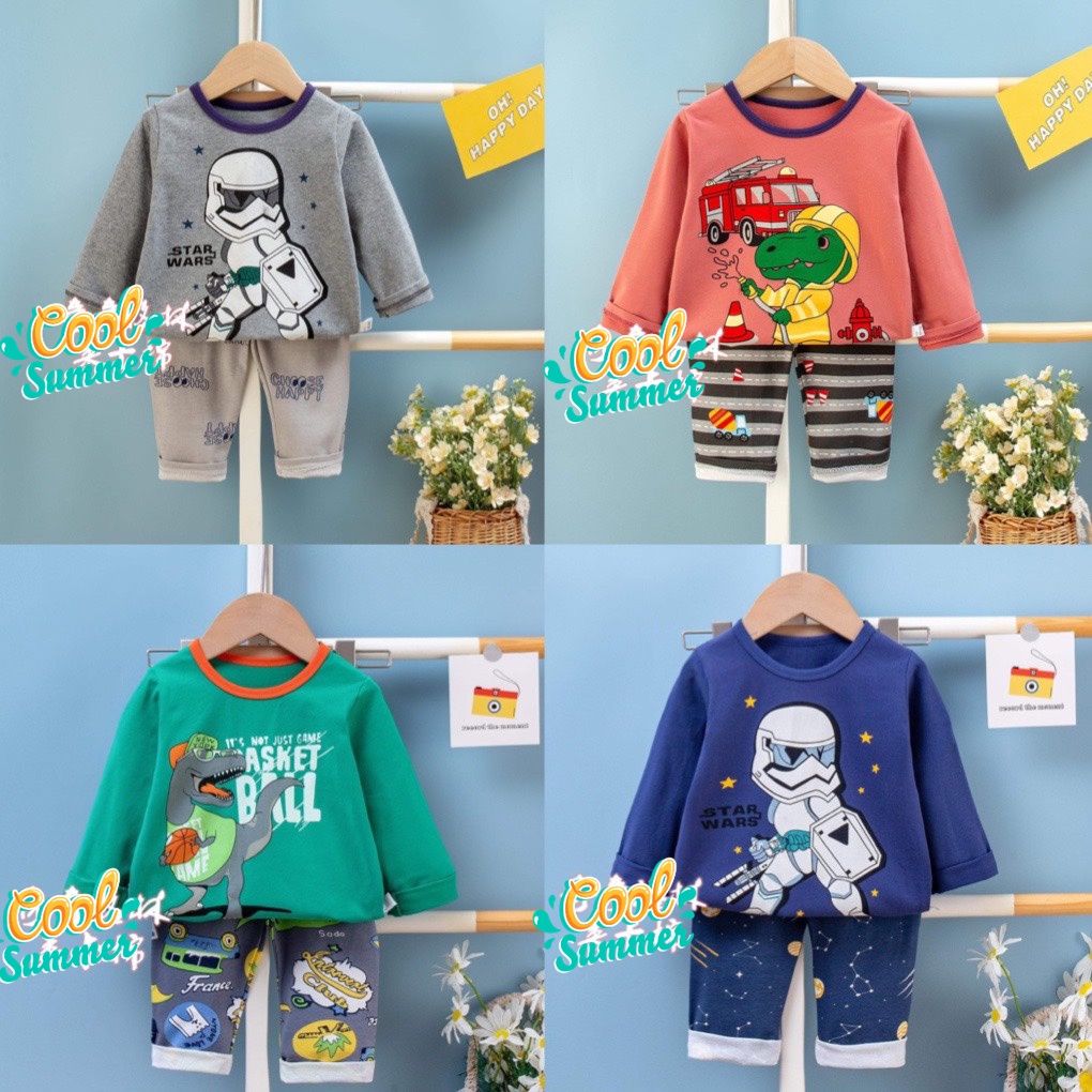 (QiQi BT16-25kg )Đồ bộ bé trai quảng châu xuất hàn Bộ quần áo dài tay QiQi cotton xuất Hàn cho bé trai( 3-5tuổi)