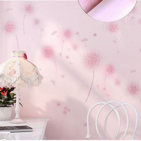 10 mét Giấy dán tường bồ công anh hồng lãng mạn có keo sẵn khổ rộng 45cm