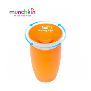 Cốc Tập Uống Munchkin 360 Độ Size Lớn, Cốc Tập Uống Chống Đổ Có Nắp màu Xanh lá (Nhựa PP và nhựa mềm an toàn cho bé)