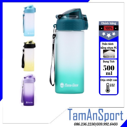 Bình nước cầm tay 500ml Rạng Đông RD 05P1 thiết kế thông minh độ bền cao nhựa PC đạt an toàn thực phẩm- Tâm An Sports