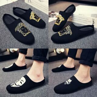 Dép sục nam da lộn thêu