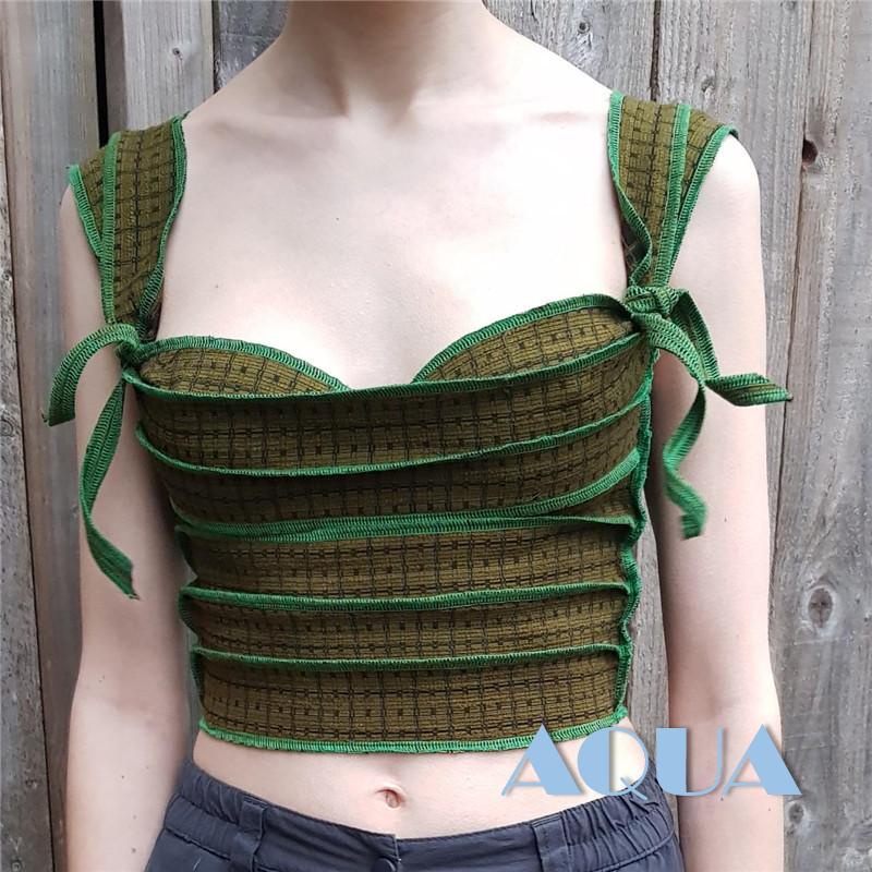 Áo Croptop Không Tay Màu Sắc Tương Phản Thời Trang Mùa Hè Dành Cho Nữ