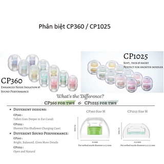 Nút tai nghe SPINFIT CP360 CP1025 cho tai nghe không dây true wireless TWS núm cao su tai nghe silicone