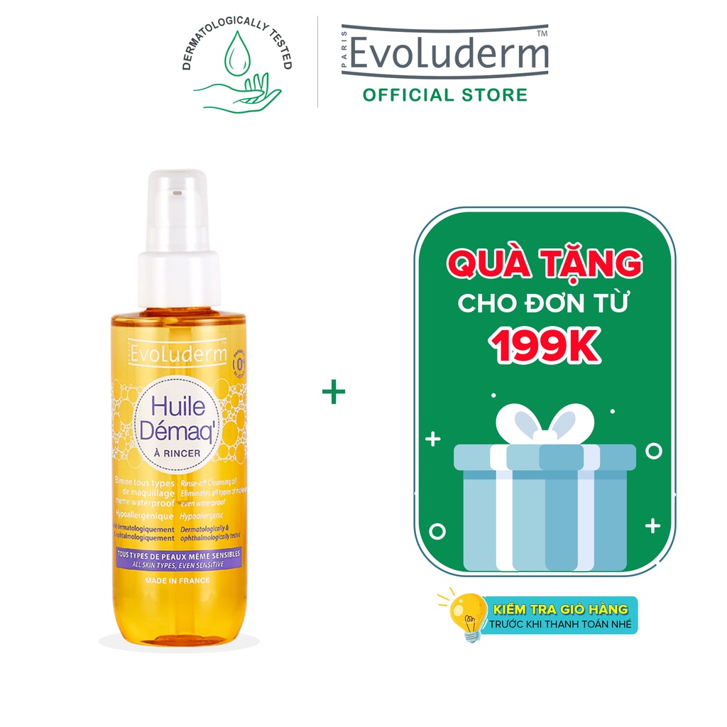 Dầu tẩy trang Evoluderm tinh chất Hạnh Nhân giúp làm sạch sâu kể cả Waterproof 150ml