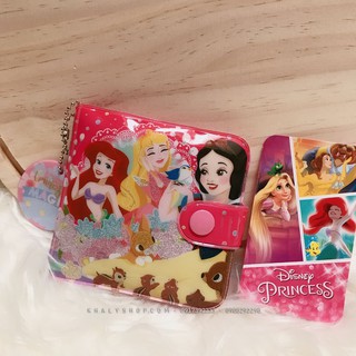 Bóp ví tiền ngang 2 mặt hình 3 nàng công chúa Princess kim tuyến cho bé gái (Thái Lan) - 120NPCNG0042 - (9.5x1x9cm)