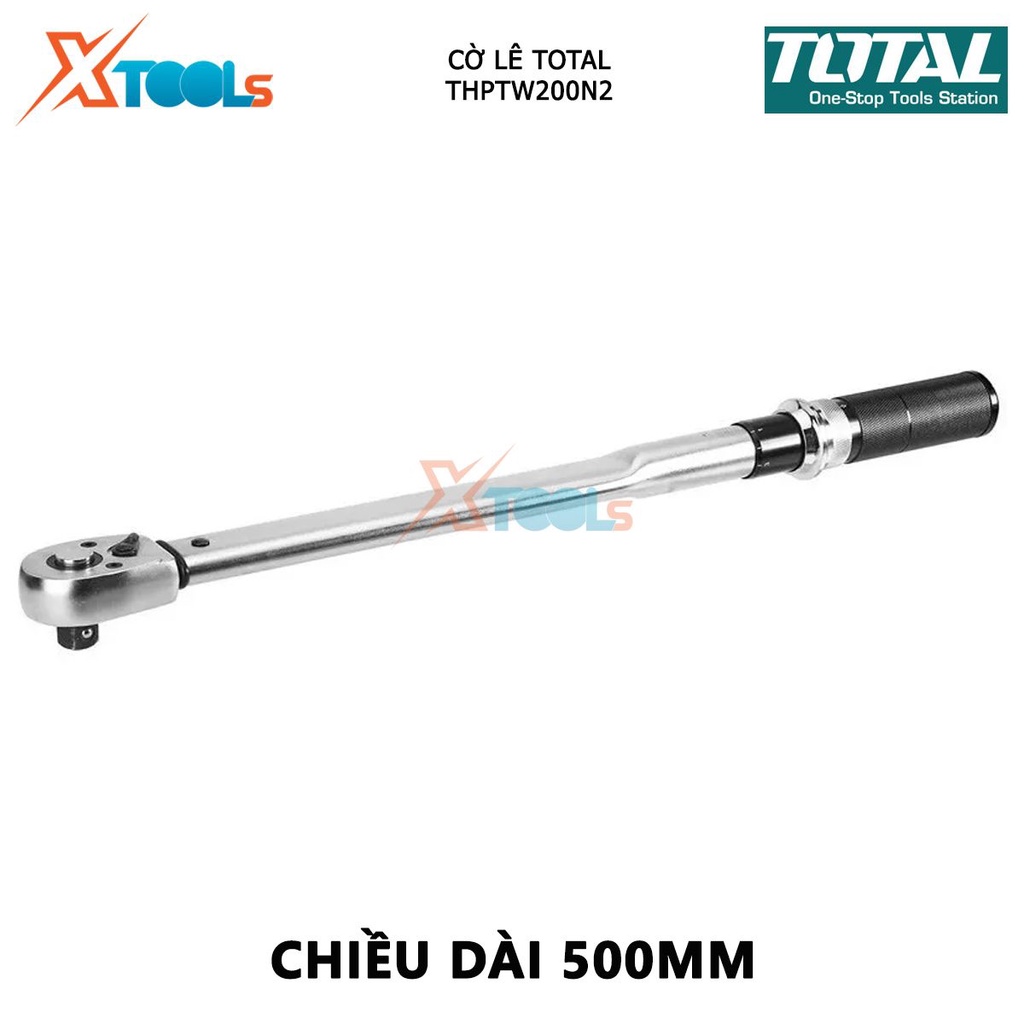 Cờ lê lực TOTAL THPTW200N2 | cần xiết lực Kích thước 1/2 inch, Chiều dài 500 mm, Mô men xoắn 40 - 200 N.m, Chất liệu CRV