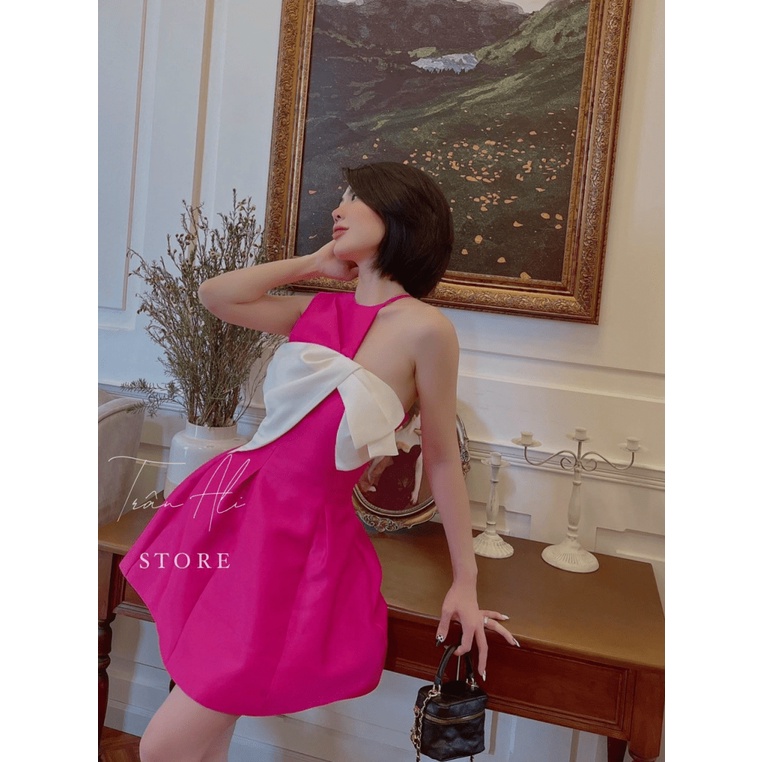 Đầm Dáng Phồng Chất Tapta Có Mút Ngực Phối Nơ Mặc Đẹp Sang Chảnh [NEW UNISEX]