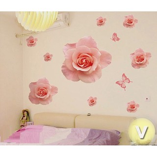 Decal dán tường Hoa hồng 3D