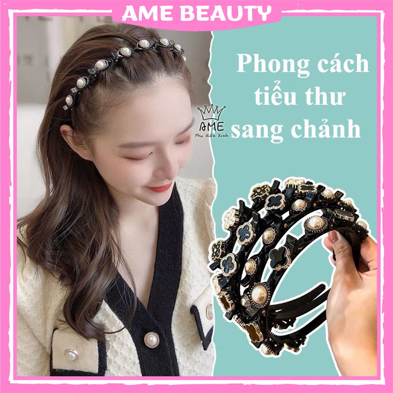 Bờm tóc đính đá, đính hạt trai sang chảnh dành cho nữ , thời trang Hàn Quốc