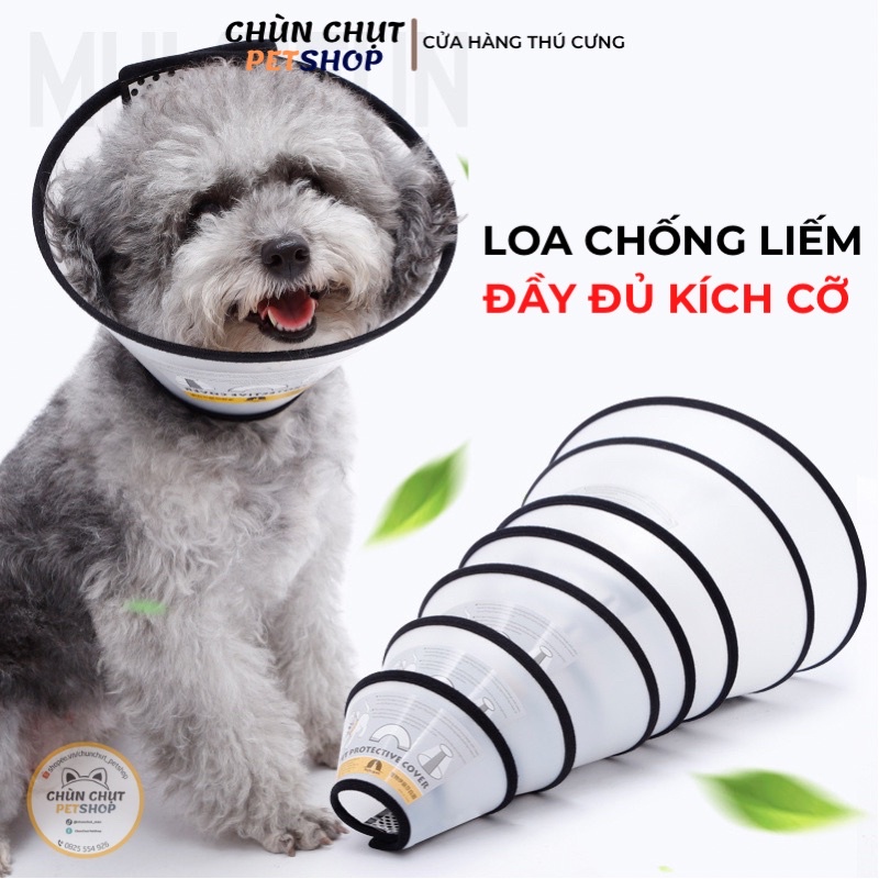 Loa chống liếm cho Chó Mèo chất liệu plastic đầy đủ kích cỡ - ChunChut PetShop