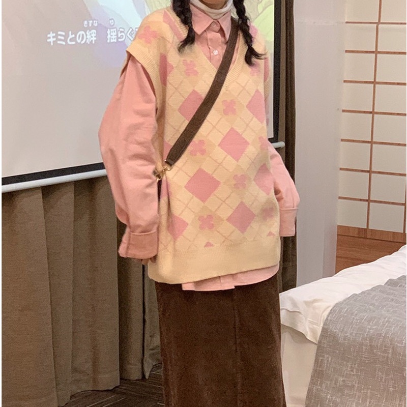 Áo Len Không Tay Họa Tiết Sọc Caro Thiết Kế Mới Thời Trang Mùa Thu Theo Phong Cách Hàn Quốc Dành Cho Nữ