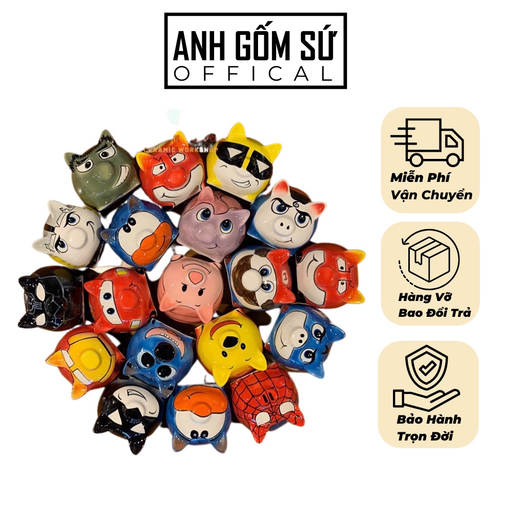 Heo đất tiết kiệm size to cho bé , lợn đất sứ đẹp Bát Tràng , ống heo đựng tiền hoạt hình ngộ nghĩnh độc lạ