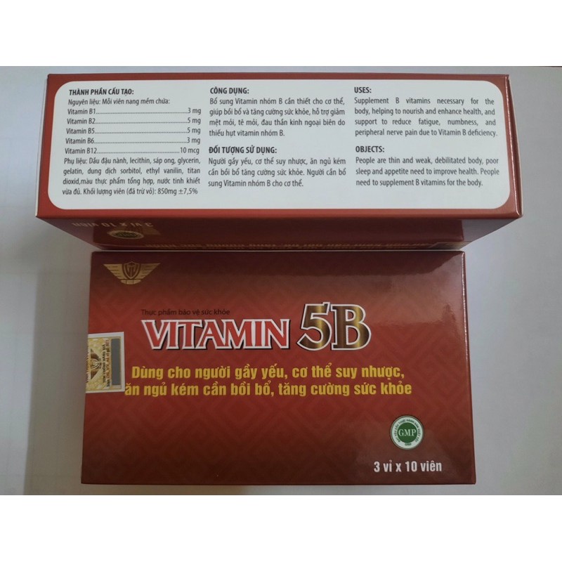 VITAMIN 5B Kingphar - Hộp 30 Viên -  Bổ sung 4 loại vitamin nhóm B: B1, B2. B5. B6. B12