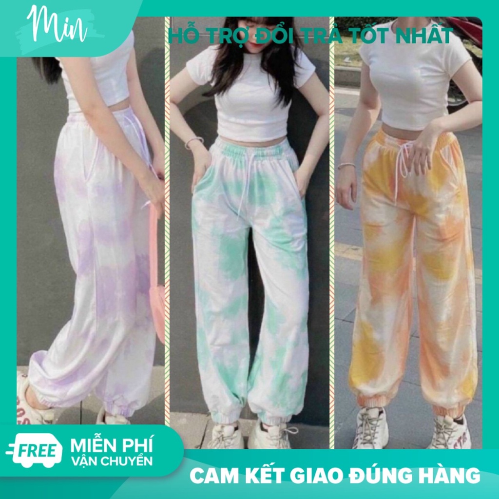 Quần Jooger nữ loang màu - Chất nỉ đẹp - Dưới 55kg mặc rất thoải mái