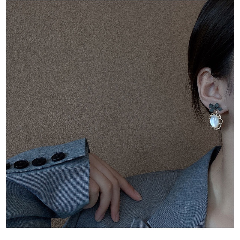 Bông Tai Đính Đá Opal Hình Nơ Phong Cách Hàn Quốc Mới 2021