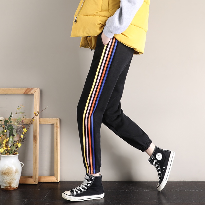 NRVP Quần dài thể thao ống rộng thời trang mùa thu phong cách Hàn Quốc cho nữ