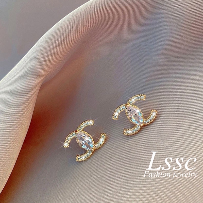 Khuyên tai nữ đính đá pha lê cao cấp Bông tai Titan không gỉ mẫu mới 2022 thiết kế đơn giản thời trang thanh lịch