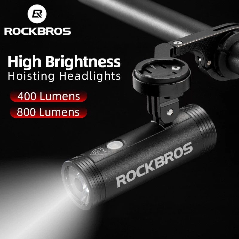 Đèn pha xe đạp ROCKBROS 400/ 800Lm chống thấm nước USB sạc lại được tiện lợi
