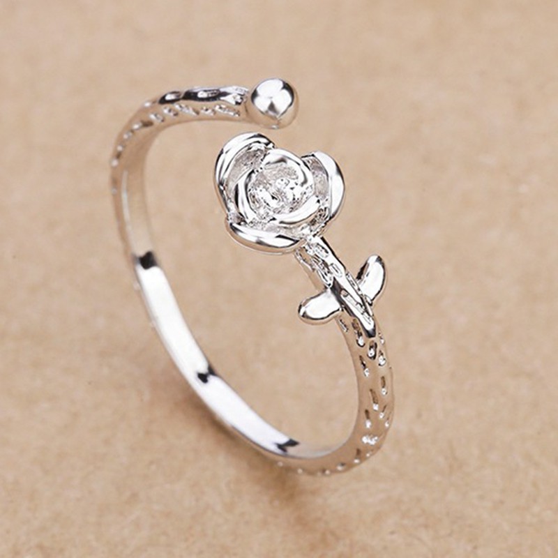 Aifei Jewellery Women Ring Flower Mosaic Diamond 925 Sterling Silver R1161