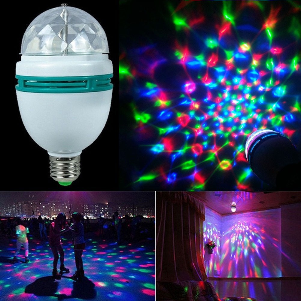 Bóng đèn LED 3W E27 trang trí sân khấu thiết kế quả cầu pha lê xoay sáng tạo
