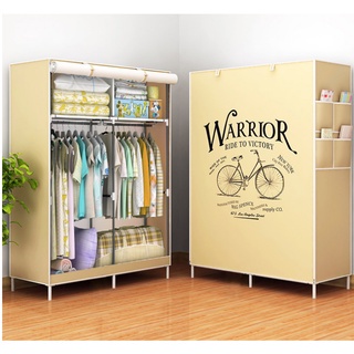 Tủ vải tủ quần áo 3D 2 buồng 4 ngăn khung thép chắc chắn kích thước 170x105x45CM
