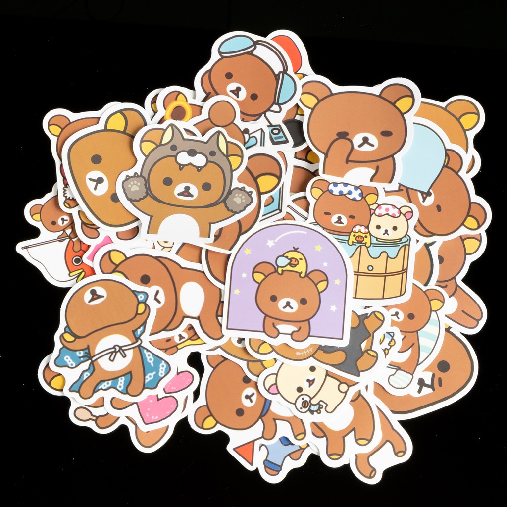 Bộ 50 sticker gấu cute M1 trang trí vali du lịch, laptop, mũ bảo hiểm, đàn guitar, ukelele, macbook,…