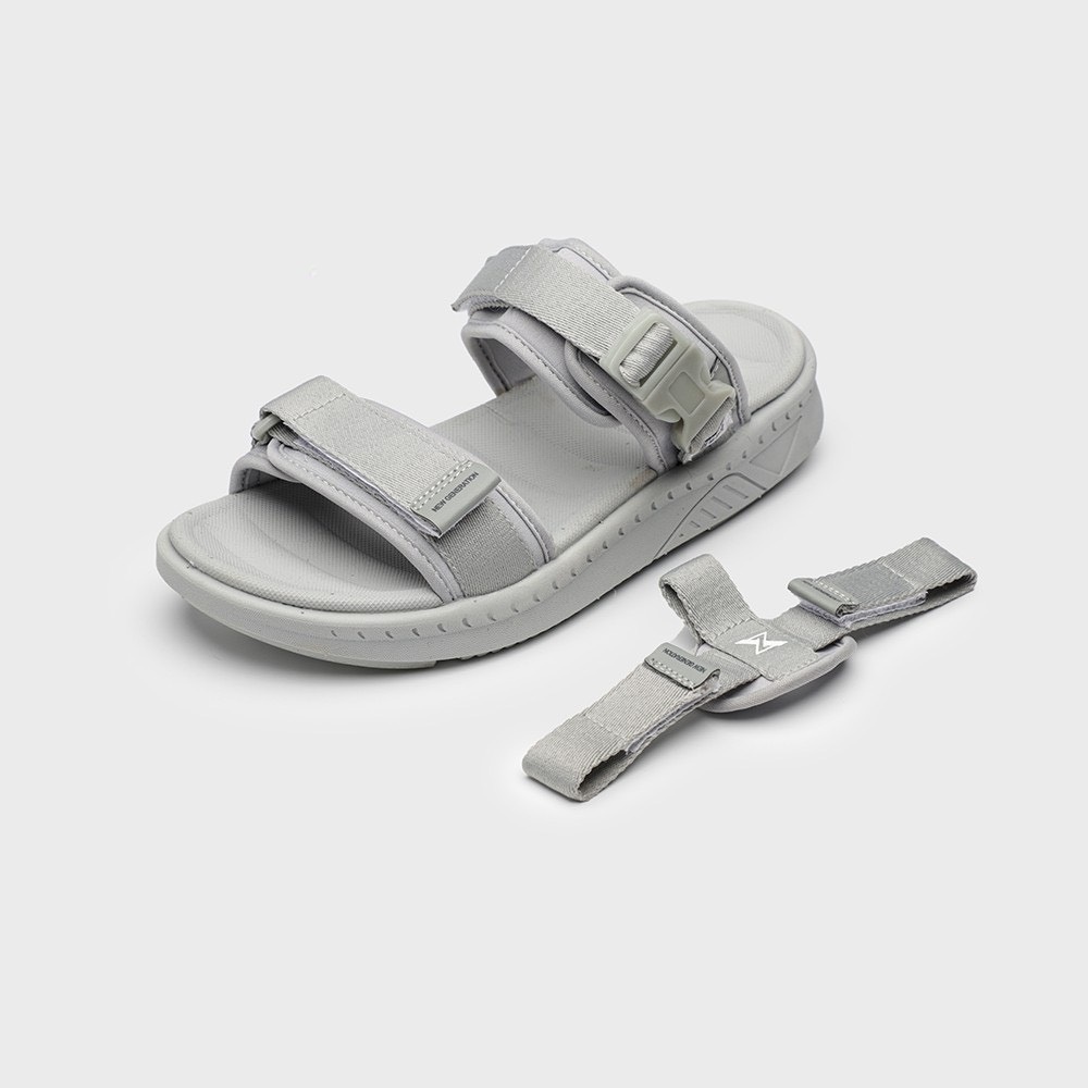 Giày Sandal Nam ZX kiểu 2 quai ngang ALL GREY quai sau có thể tháo rời làm dép kiểu dáng unisex cho cặp đôi