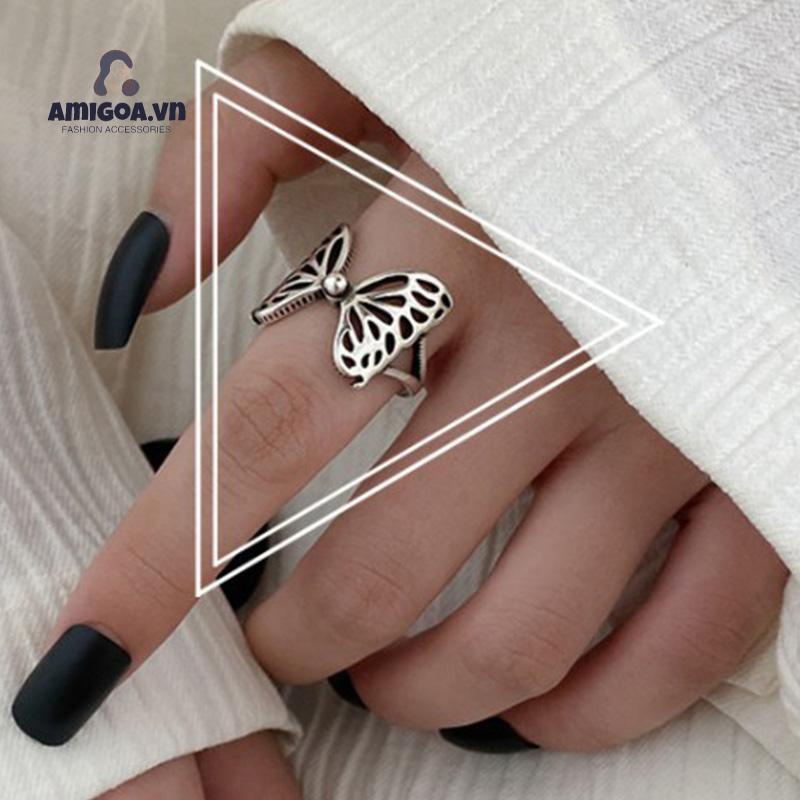 ✨✨Nhẫn hở hình bướm phong cách hip hop đường phố có thể điều chỉnh kích thước cho nữ