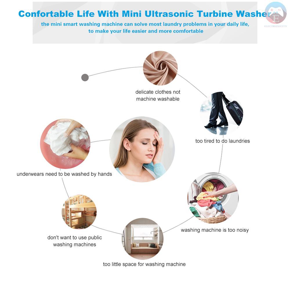 Máy Giặt Mini 2 Trong 1 Sử Dụng Sóng Siêu Âm Kèm Dây Cáp Usb Tiện Dụng
