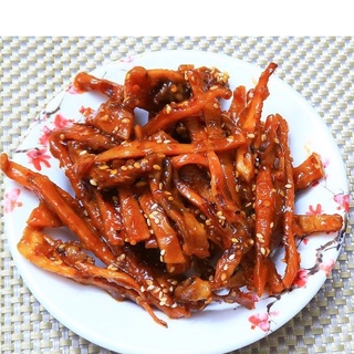 Mực xé sợi tẩm vị sa tế cay ngon