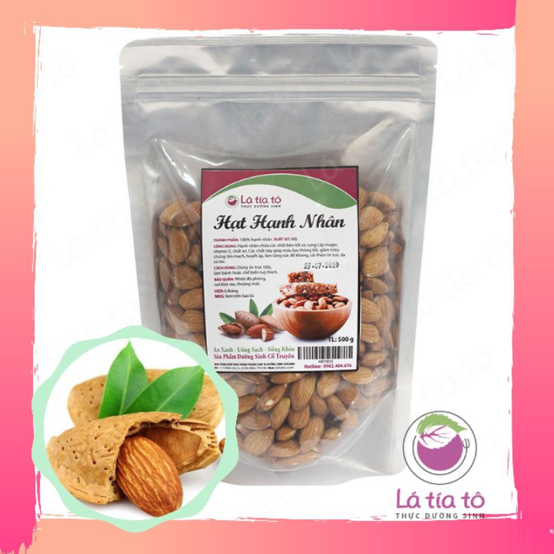 HẠT HẠNH NHÂN 500GR - LÁ TÍA TÔ