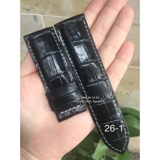Dây đồng hồ da cá sấu thật size 26/24 - cá sấu thảo nguyên
