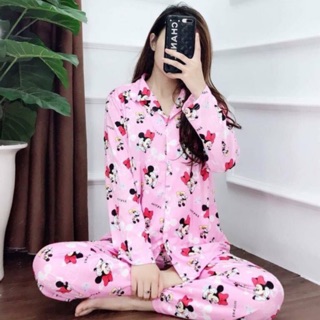 Bộ pijama áo dài - quần dài l1 full viền