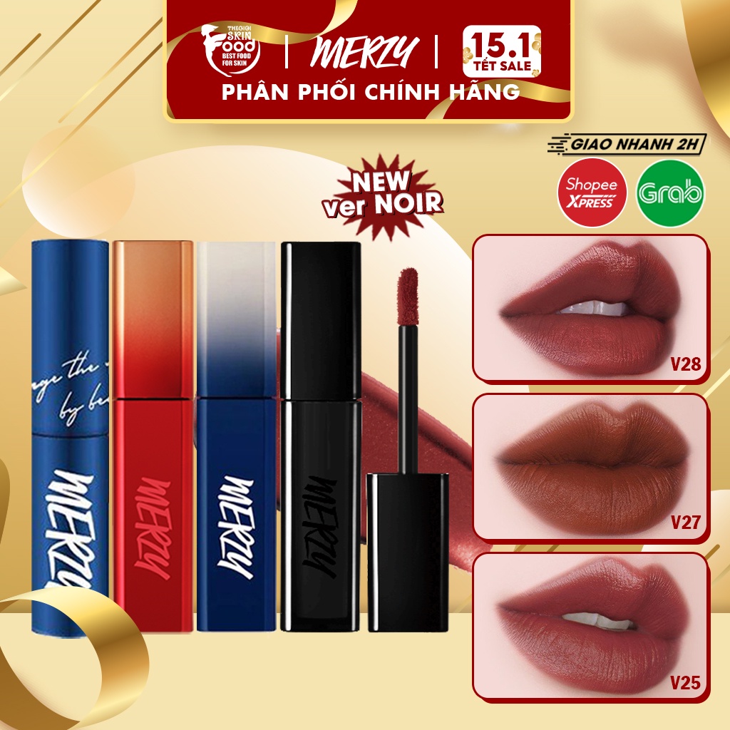 [Ver Noir] Son kem siêu lì, siêu mịn Hàn Quốc Merzy The First Velvet Tint (V6 blue, V16, V17, V25, V27)