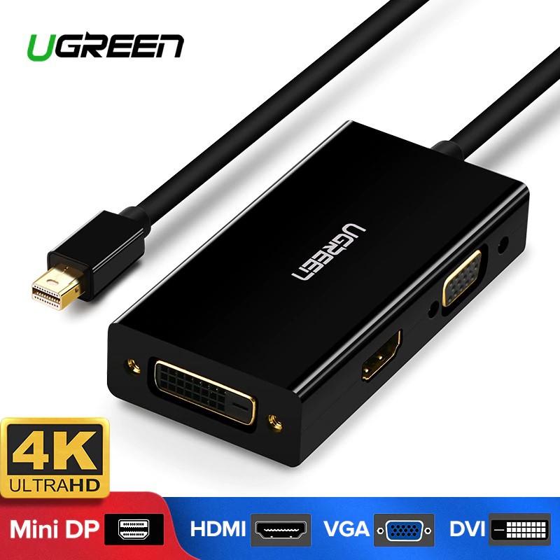 Cáp chuyển đổi 3 trong 1 Mini displayport to HDMI / VGA / DVI hỗ trợ 4k*2k Ugreen 20418