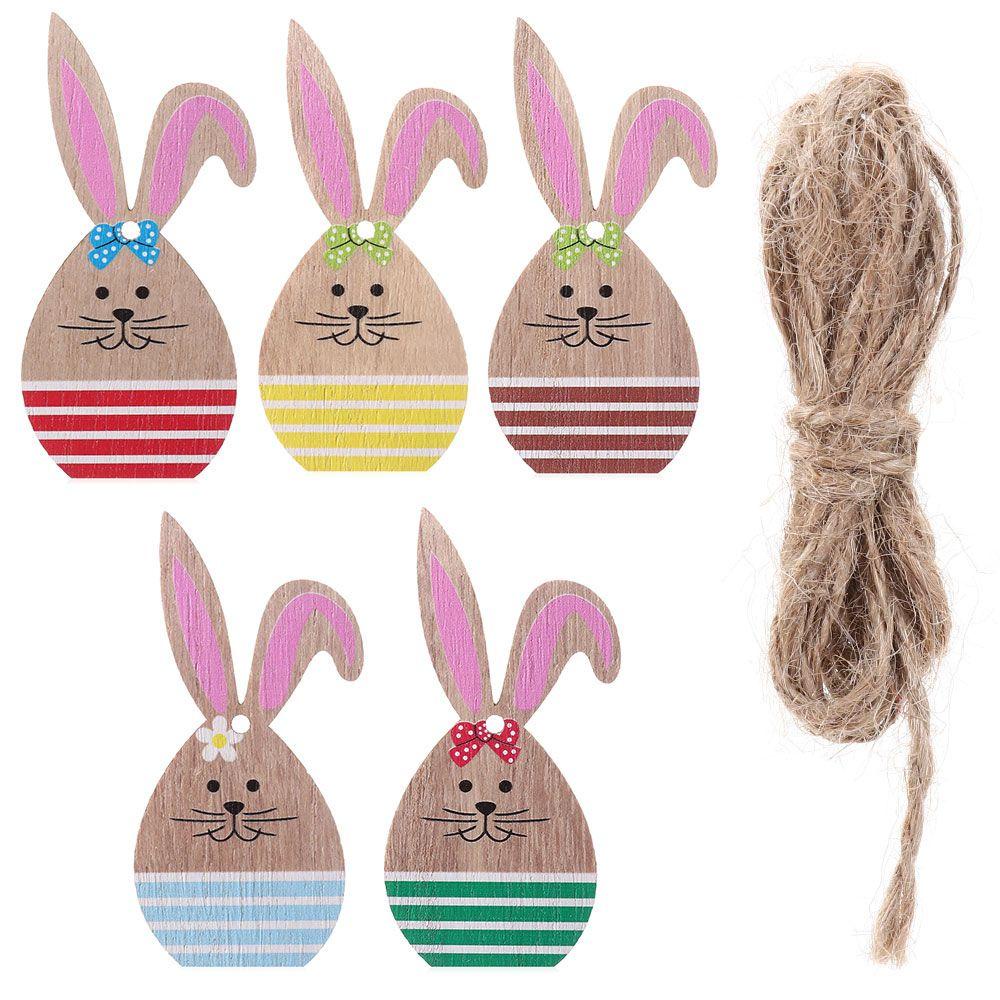 CONOPERY Phụ Kiện Treo Trang Trí Bằng Gỗ Tự Nhiên Hình Thỏ Phục Sinh