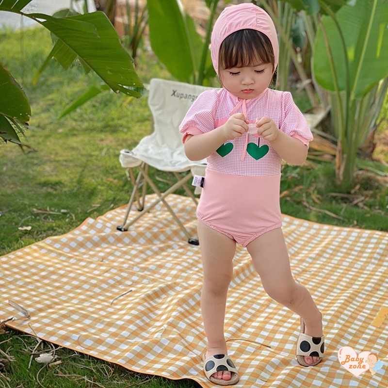 Bộ Đồ Bơi Một Mảnh Cổ Tròn Tay Phồng Dễ Thương Cho Bé Gái