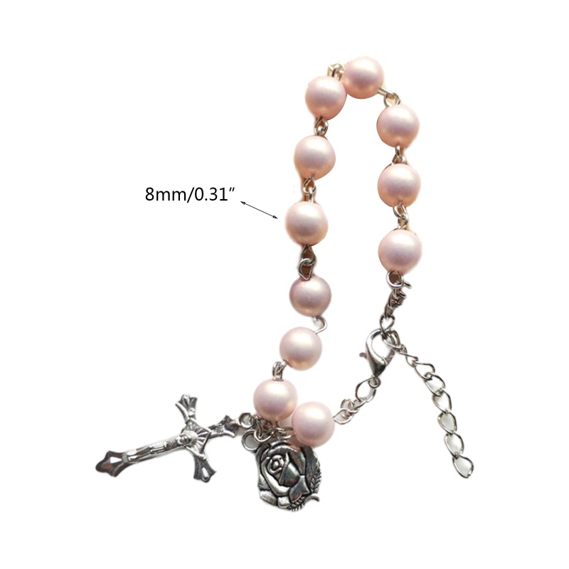 Youyo 8mm hạt acrylic vòng tay mân côi cổ điển chúa giêsu kitô thánh giá cho vòng tay chéo