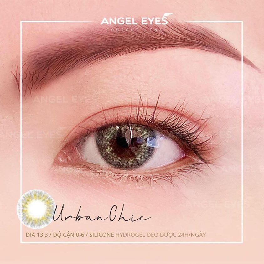 NHẬP SRDEC130 GIẢM 20K Contact Lens XÁM Urban Chic (Cận 0-6) - Xám tây - Không Giãn (GDia 13.3) - Angel Eyes Silicone