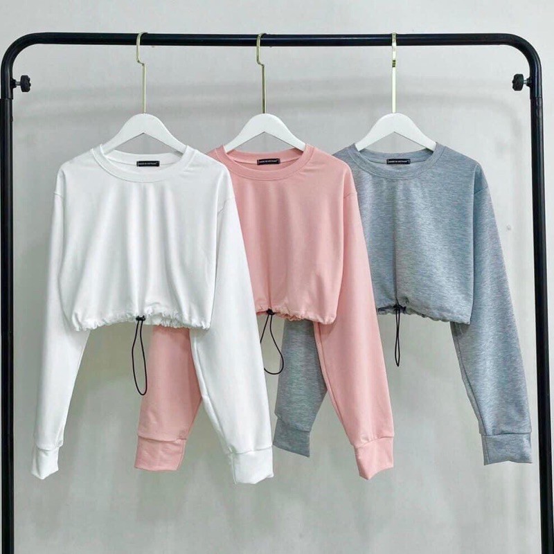 Áo croptop tay dài bo eo