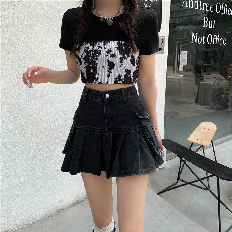 Chân Váy Jean Chữ A Lưng Cao Phong Cách Retro Hàn Quốc | BigBuy360 - bigbuy360.vn