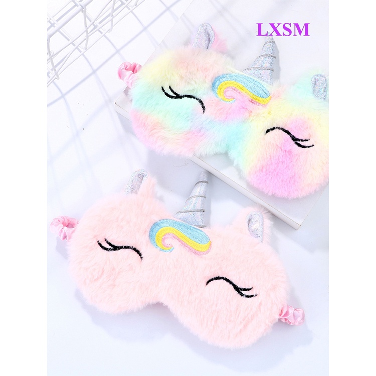 1 Miếng Bịt Mắt Ngủ Hình Kỳ Lân Bằng Lông Nhung Giúp Thư Giãn Khi Đi Du Lịch