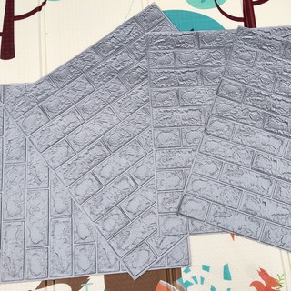 Xốp dán tường giả gạch 3d màu xám kích thước 70*77